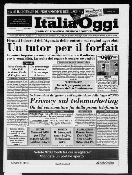 Italia oggi : quotidiano di economia finanza e politica